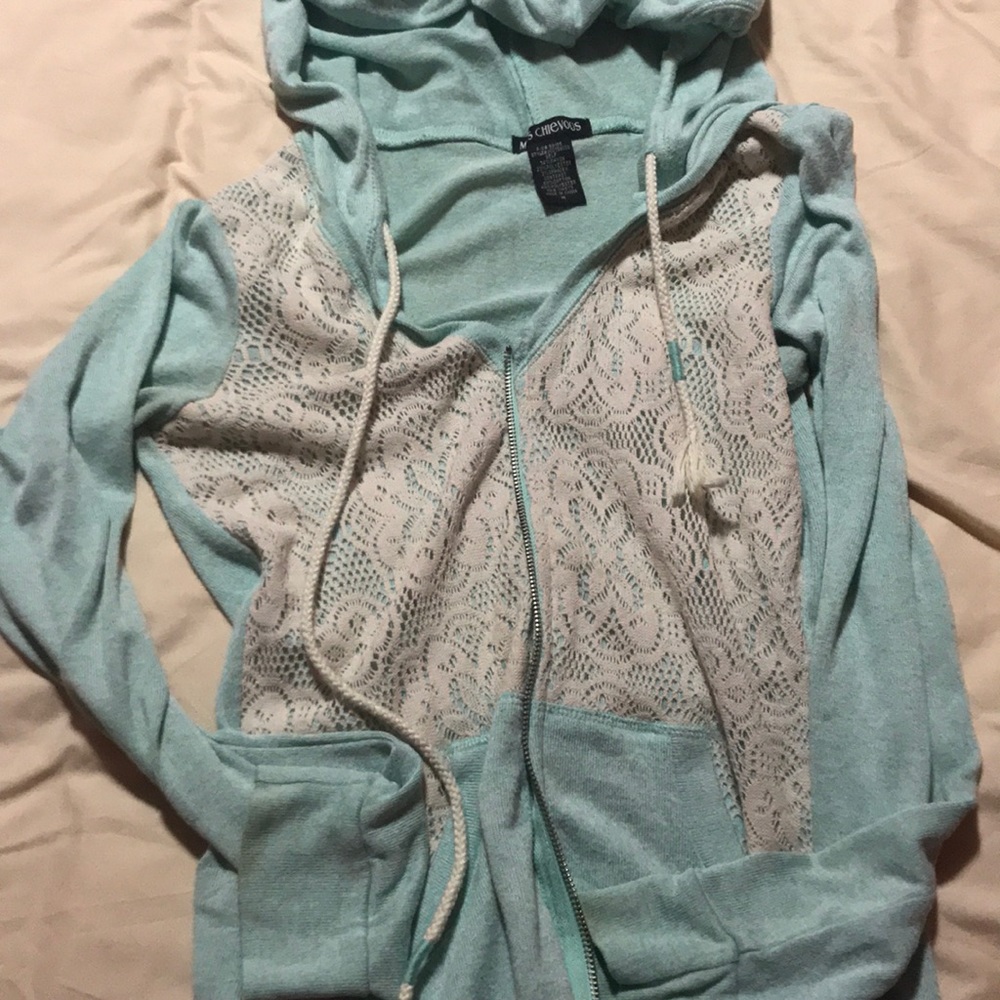 Light mint zip up sweater